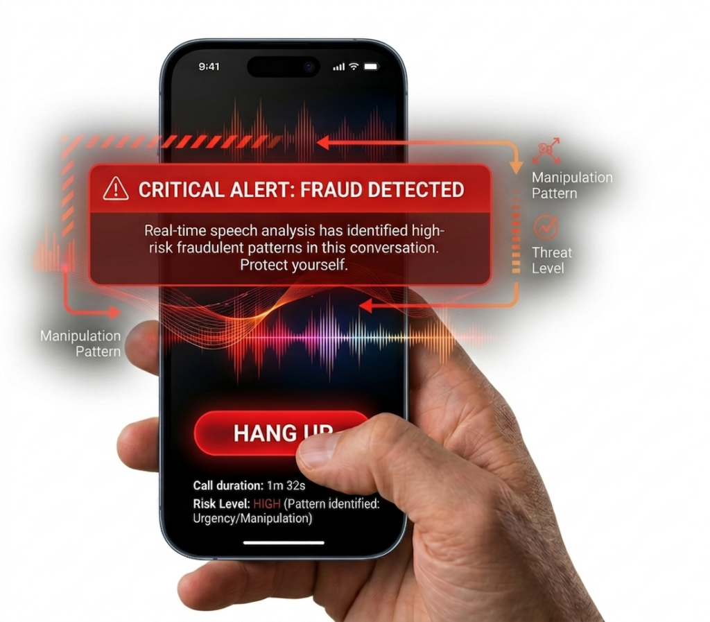 VocaGuard app detecting a scam call